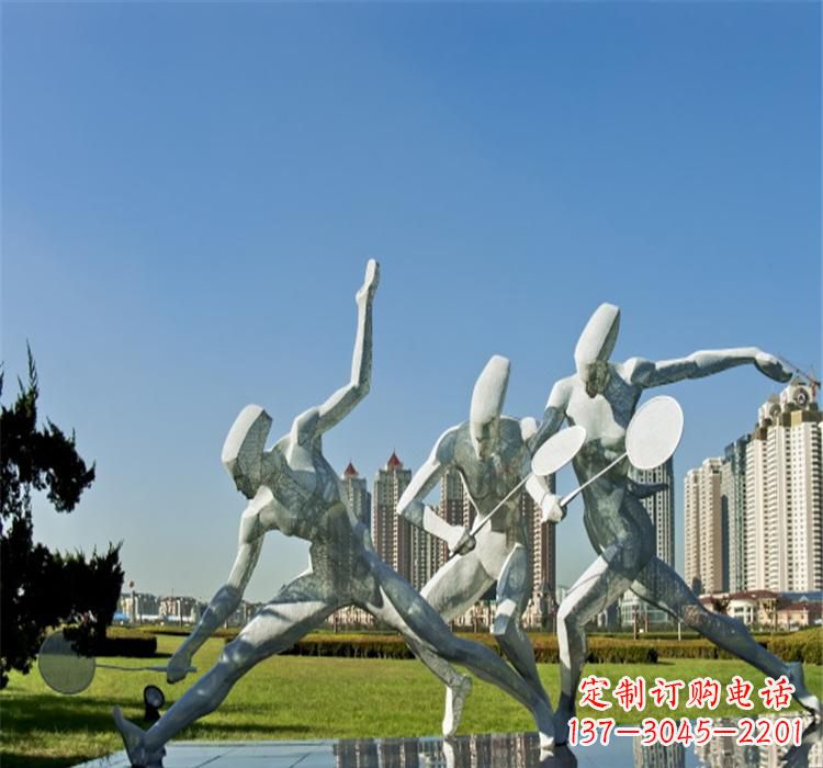 安阳不锈钢园林打羽毛球雕塑