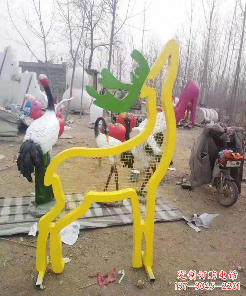 安阳不锈钢园林造型景观小鹿雕塑