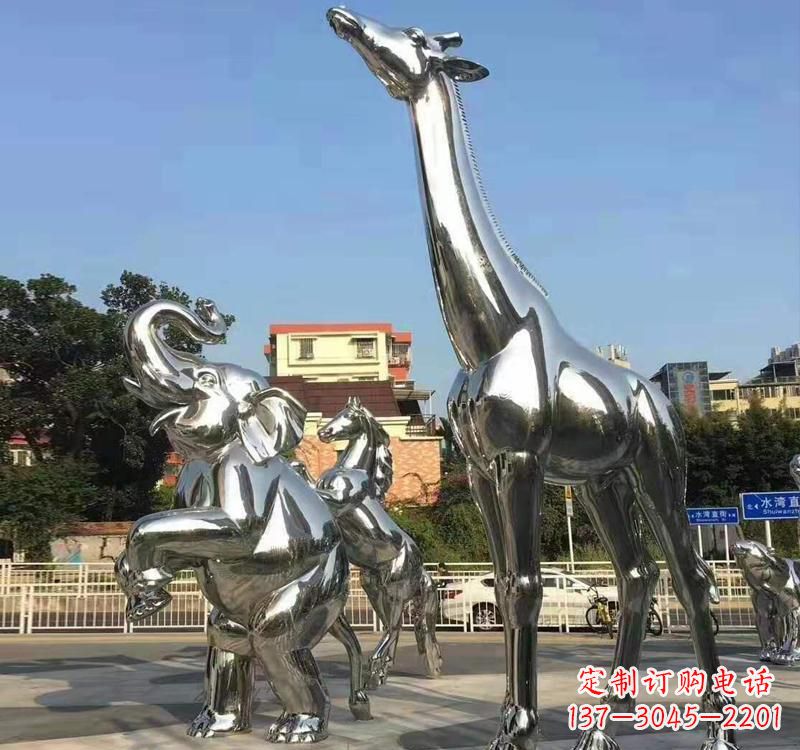 安阳不锈钢园林长颈鹿雕塑