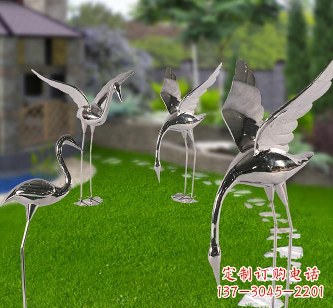 安阳不锈钢园林展翅仙鹤雕塑
