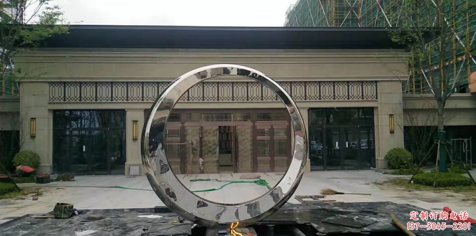 安阳不锈钢圆环喷泉雕塑广场景观雕塑户外摆件