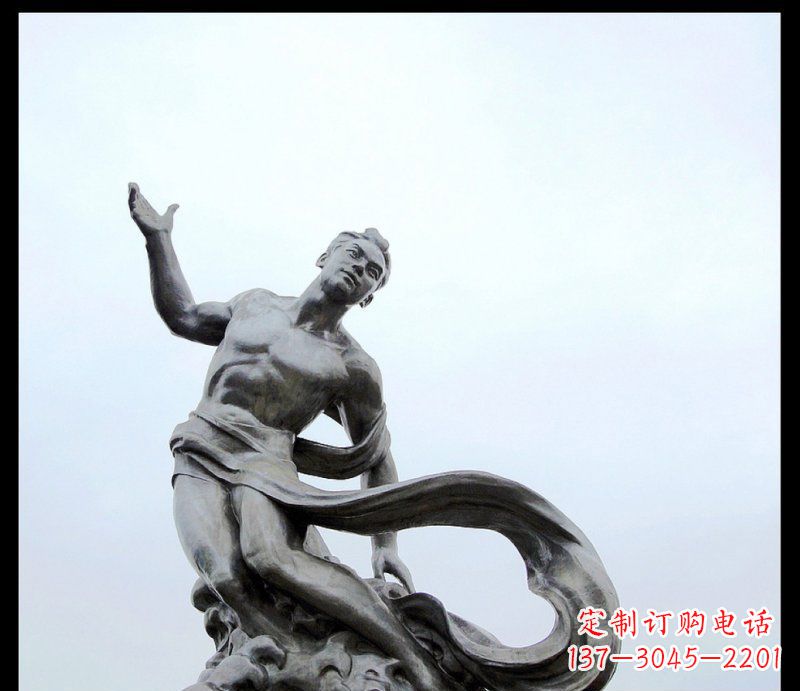 安阳不锈钢站在浪花上的男人公园雕塑
