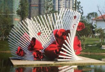 安阳不锈钢玫瑰花雕塑一种精美的艺术品