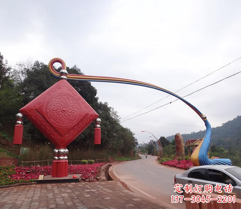 安阳不锈钢中国结拱门雕塑