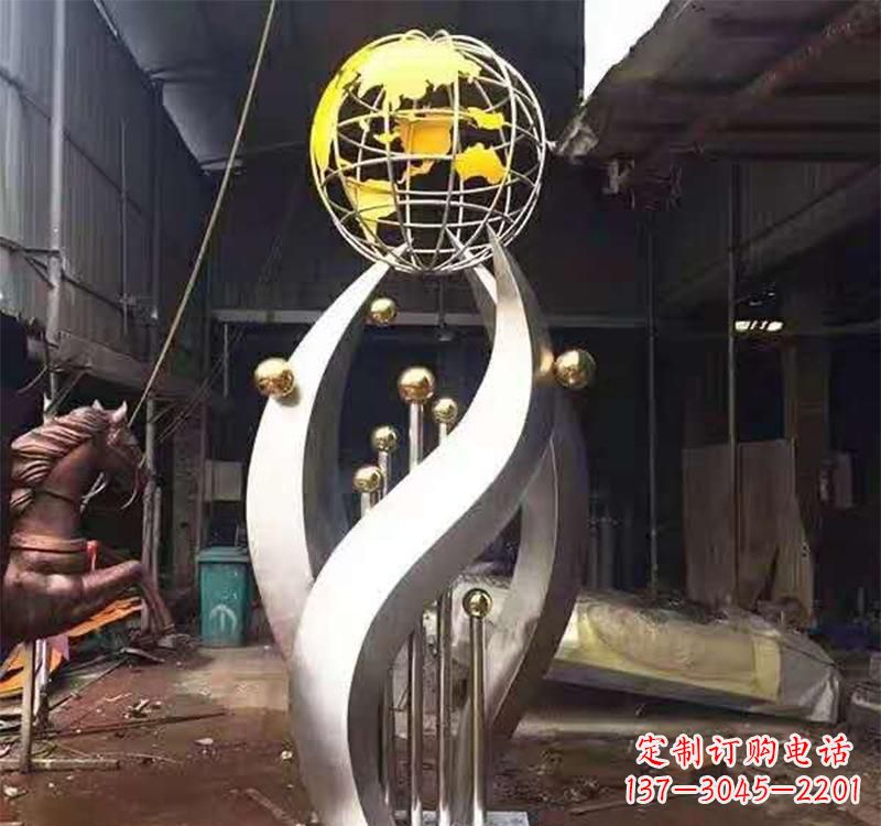 安阳不锈钢转动地球仪雕塑