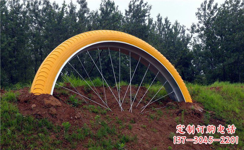 安阳不锈钢自行车轮胎公园景观雕塑