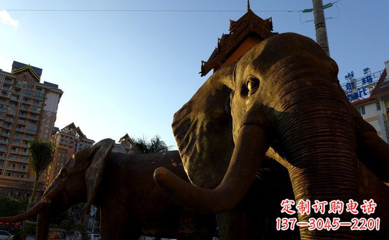 安阳步行街大象景观铜雕