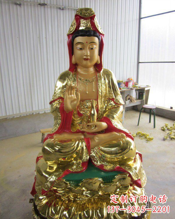 安阳彩绘观音菩萨铜雕
