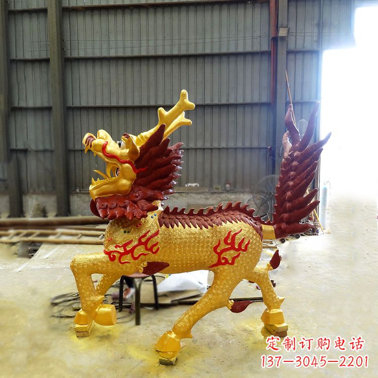 安阳彩绘麒麟铜雕塑
