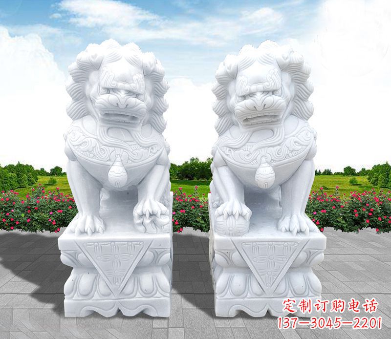 安阳彩球狮子石雕招财动物