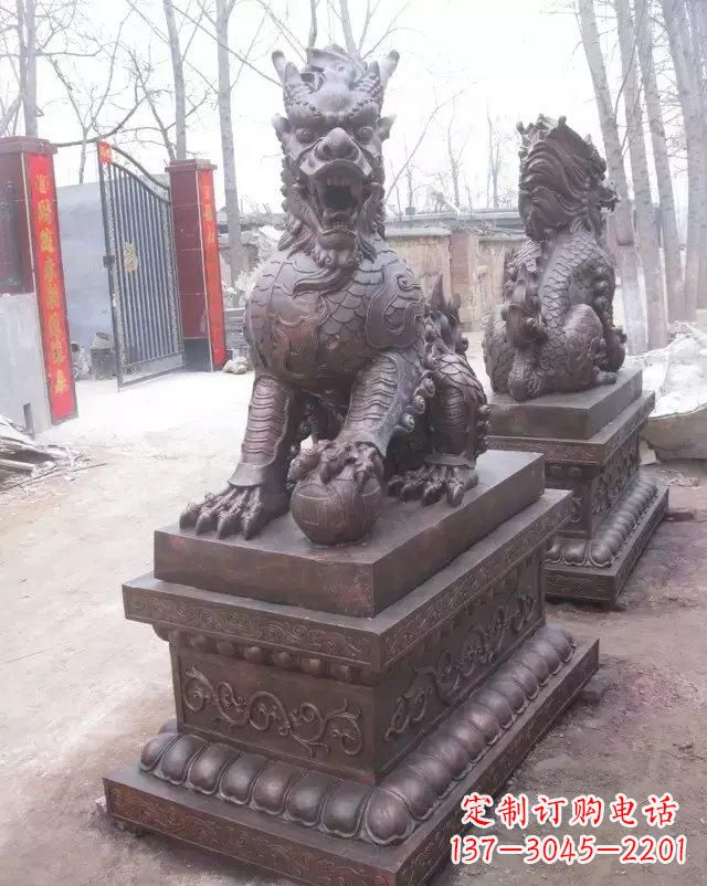 安阳踩球麒麟铜雕