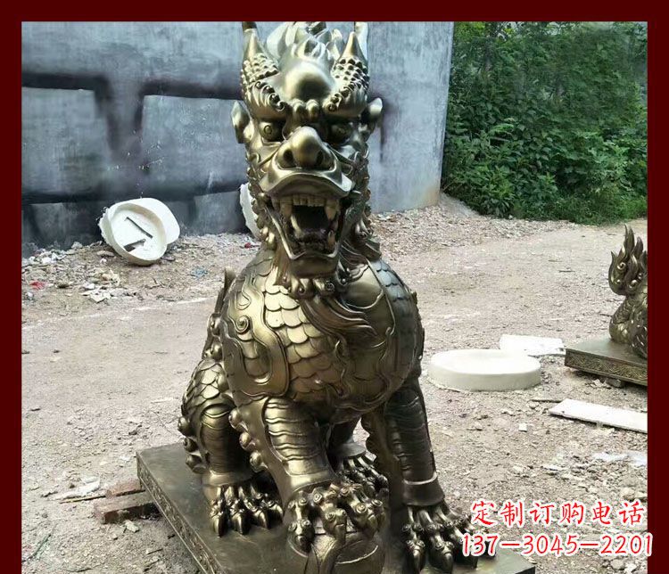 安阳踩球麒麟镇宅铜雕