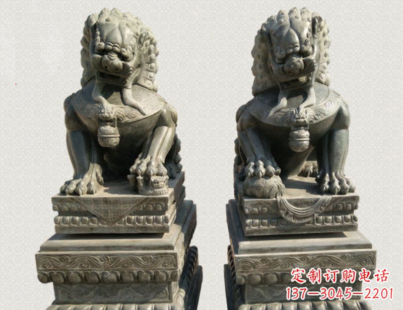 安阳踩球狮子看门狮子铜雕