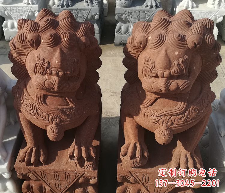 安阳踩球狮子门口镇宅石雕