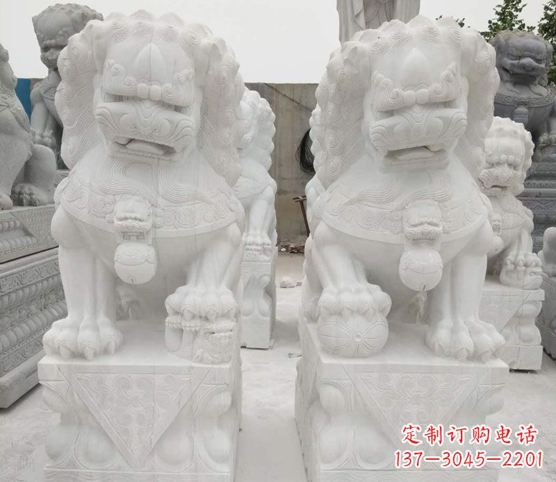 安阳踩球狮子门口镇宅石雕 (2)