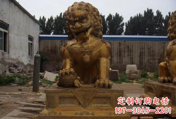 安阳踩绣球狮子铜雕