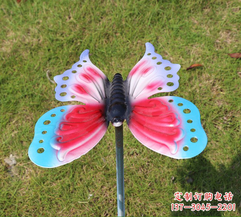 安阳草坪动物不锈钢蝴蝶插件雕塑