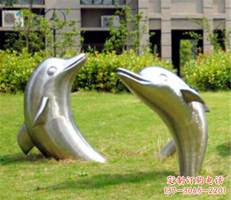 安阳草坪镜面海豚不锈钢雕塑