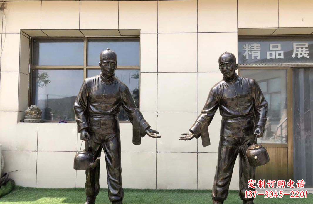 安阳茶馆民俗店小二铜雕