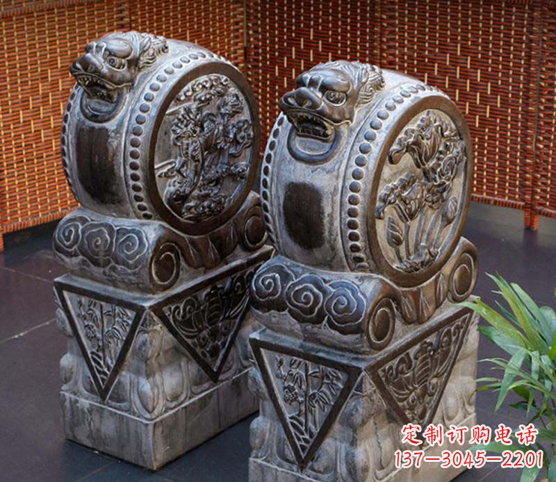 安阳茶楼景观仿古石门墩