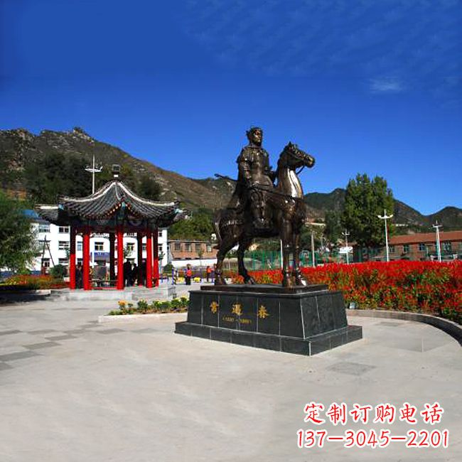 安阳常遇春骑马铜雕塑像-景区广场历史名人古代著名将领将军雕像