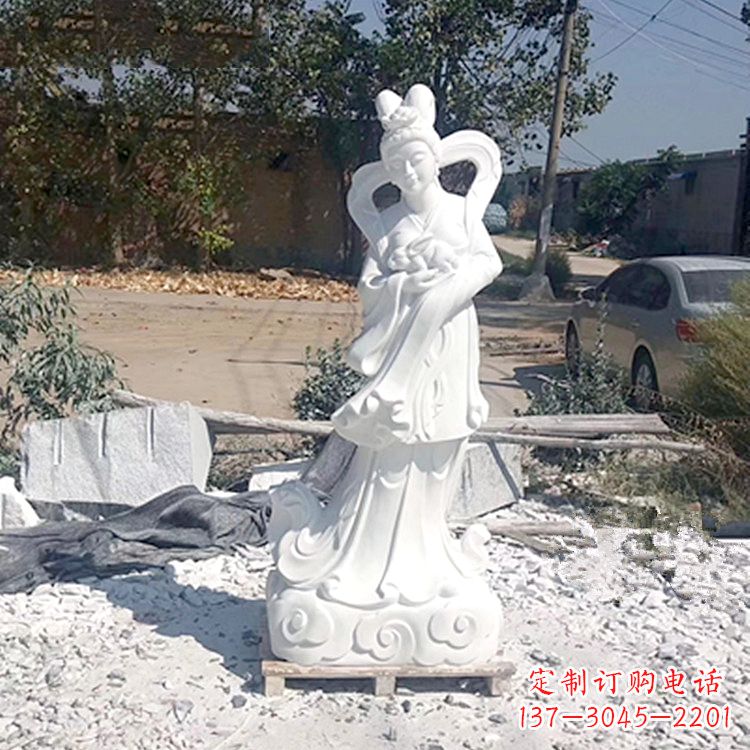 安阳嫦娥奔月石雕-汉白玉神话人物雕像
