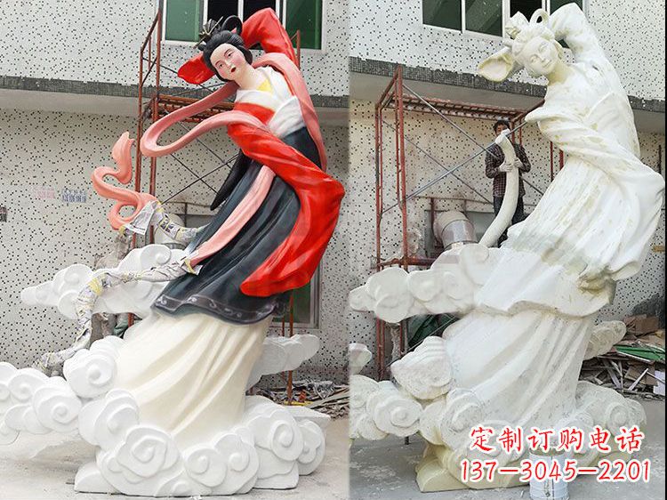 安阳嫦娥玻璃钢雕塑-玻璃钢彩绘神话人物雕像