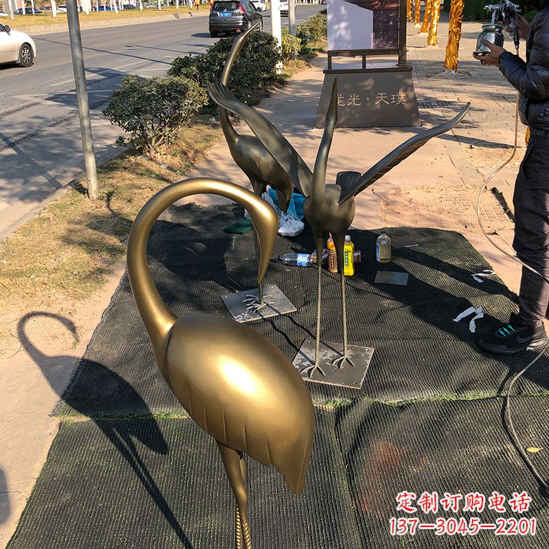安阳成都不锈钢动物鹤雕塑