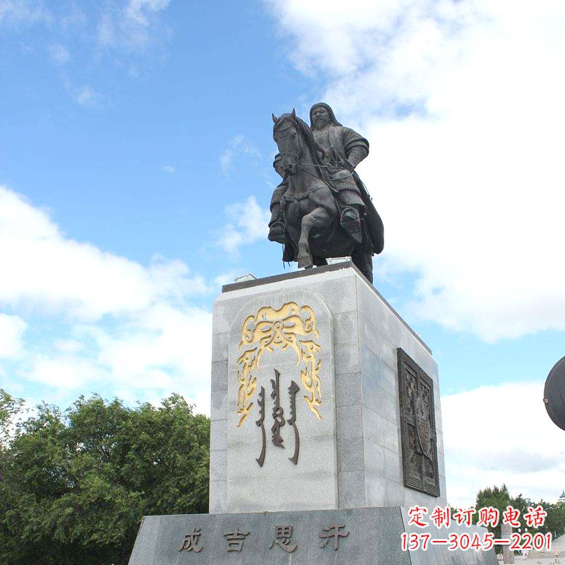 安阳成吉思汗广场雕塑-骑马铁木真历史名人景观铜雕塑
