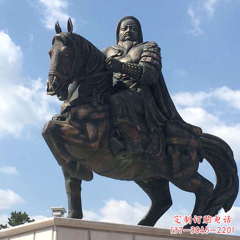 安阳成吉思汗骑马雕塑-景区园林历史名人铜雕像