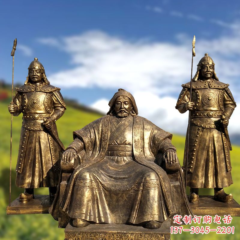 安阳成吉思汗铜雕景观雕塑-玻璃钢仿铜历史名人古代著名人物雕像