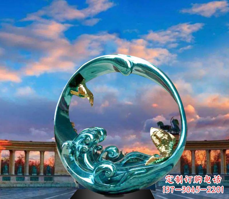 安阳城市不锈钢彩银圆环景观雕塑