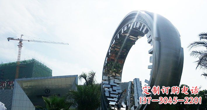 安阳城市不锈钢抽象圆环雕塑