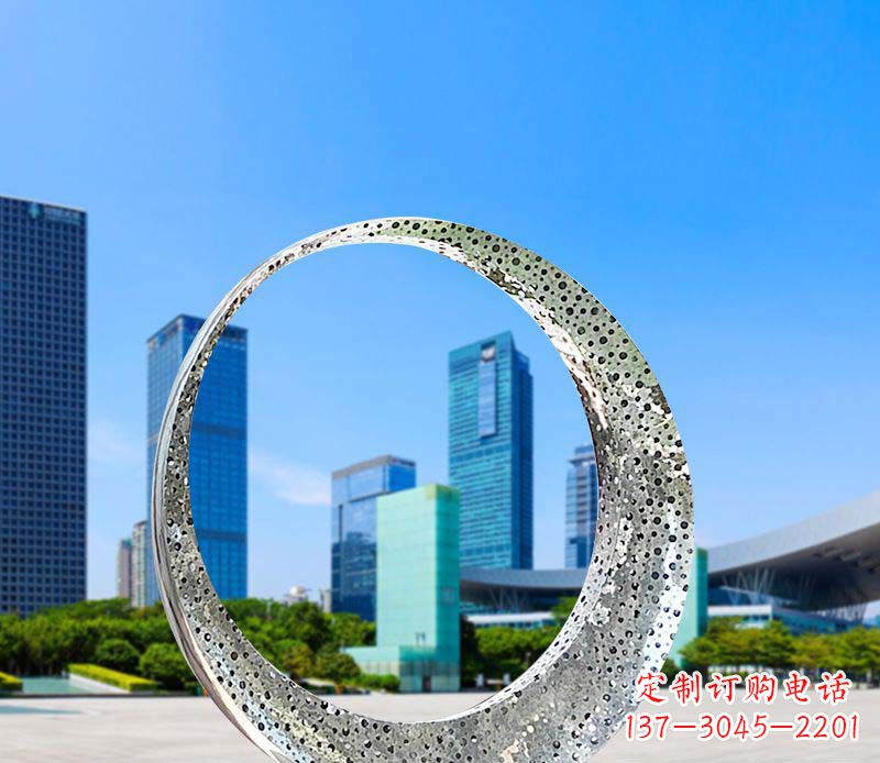 安阳城市不锈钢灯饰圆环景观雕塑