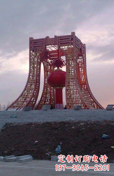 安阳城市不锈钢发光的灯笼雕塑