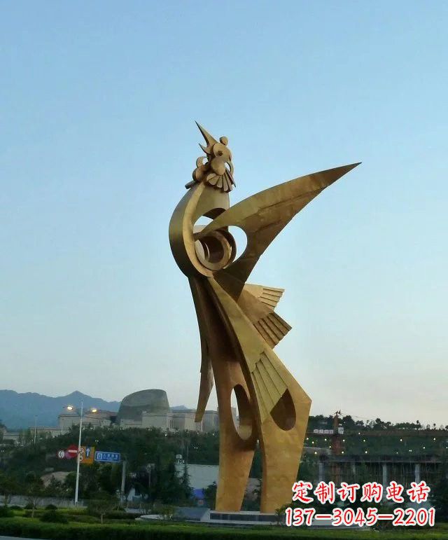 安阳城市不锈钢凤凰展翅雕塑