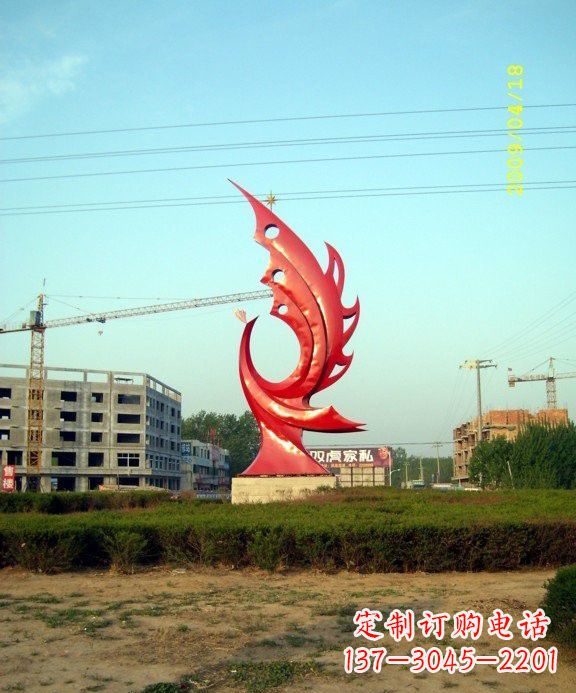 安阳城市不锈钢凤凰雕塑