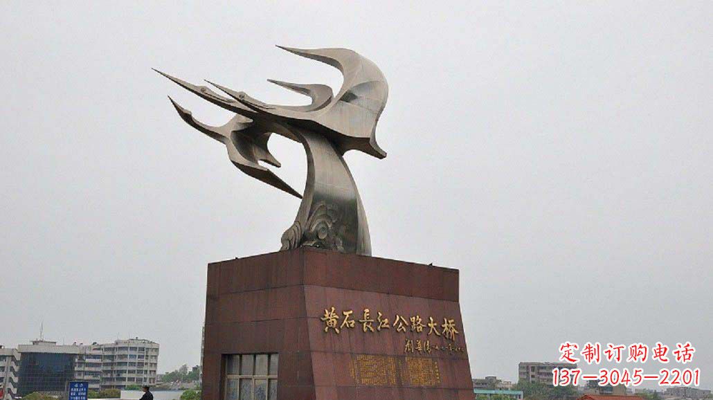 安阳城市不锈钢海鸥和海浪雕塑