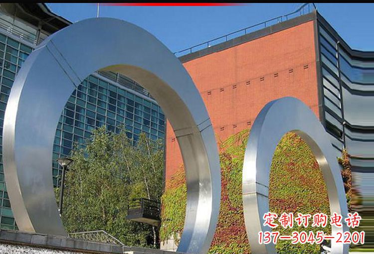 安阳城市不锈钢圆环摆件雕塑