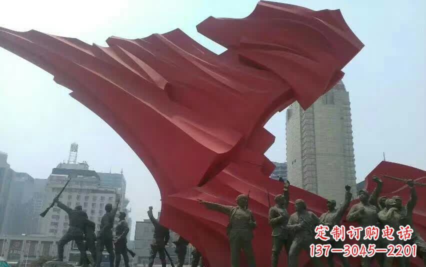 安阳城市大型不锈钢红军人物雕塑