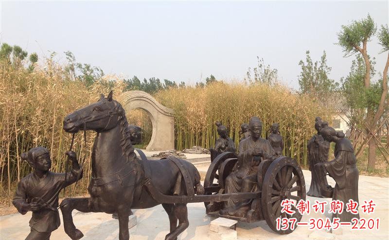 安阳城市公园坐马车景观铜雕