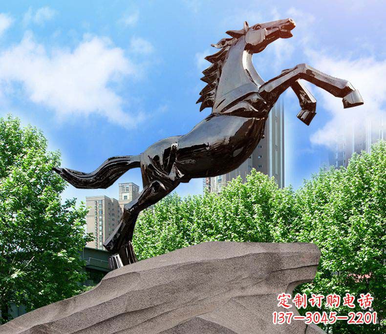 安阳城市镜面不锈钢奔马雕塑