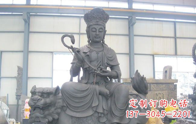 安阳乘狮子的文殊菩萨石雕