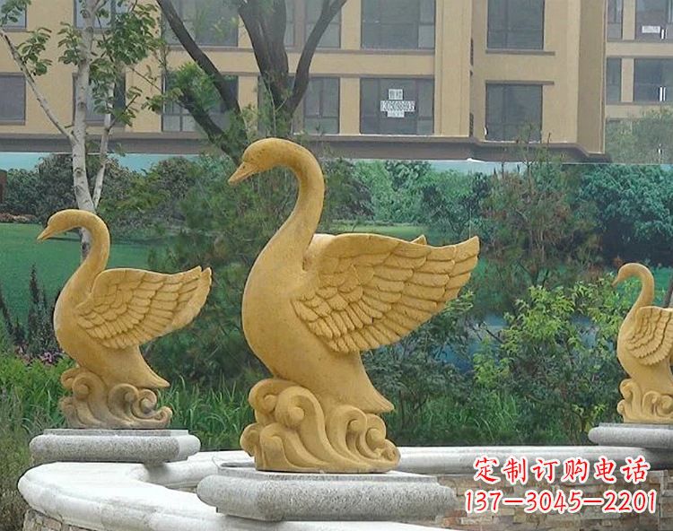 安阳池塘水景喷泉天鹅雕塑-公园园林景区装饰动物雕塑