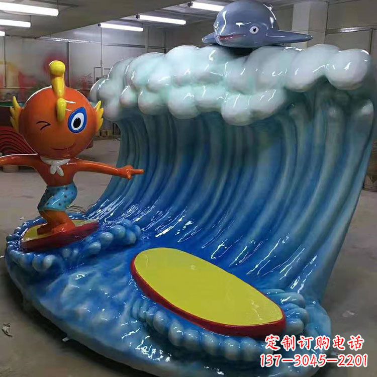 安阳冲浪玻璃钢海豚雕塑