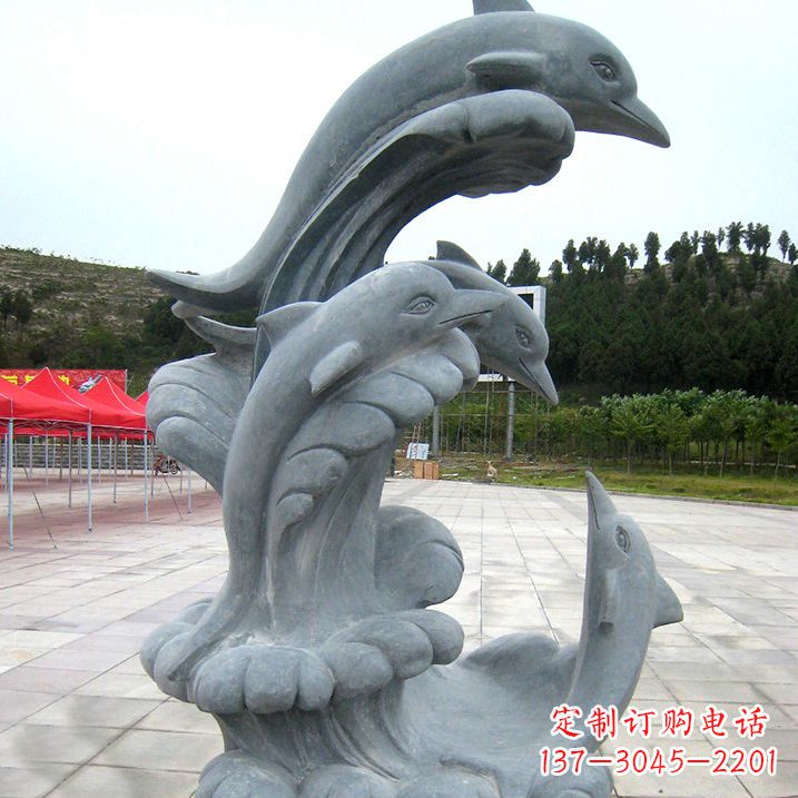 安阳冲浪海豚大理石雕塑