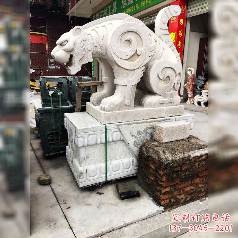安阳抽象豹子石雕-大理石广场大门动物雕塑