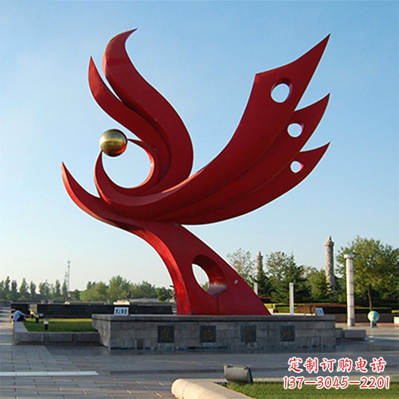 安阳抽象不锈钢景观凤凰雕塑-公园园林广场景观标识雕塑