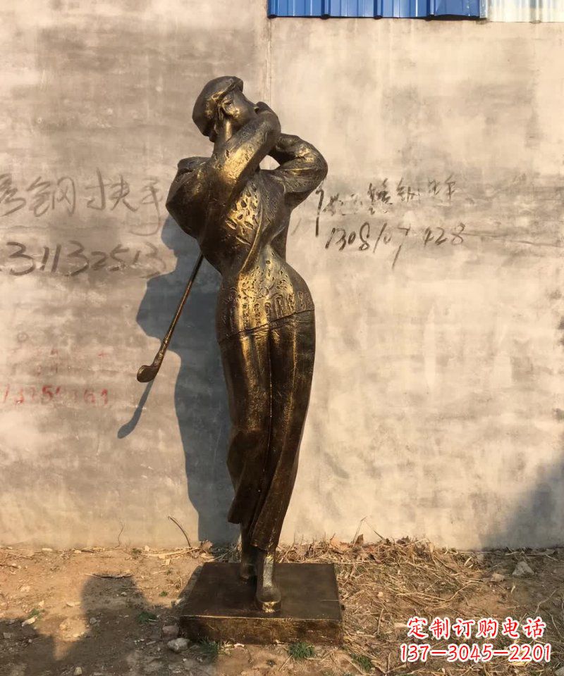 安阳抽象打高尔夫球人物铜雕 (2)