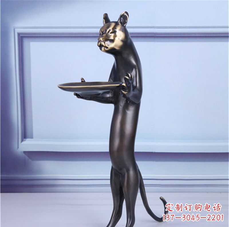 安阳抽象动物猫铜雕